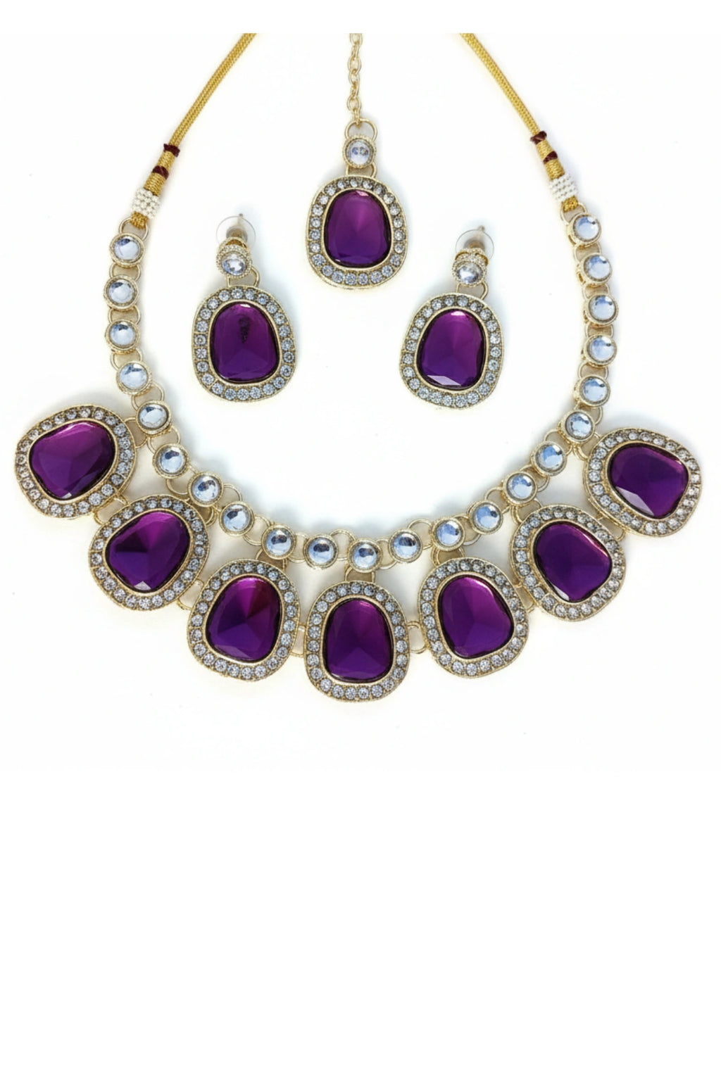 (NL-1) Graceful Kundan Radiance Necklace Set with Color Variants