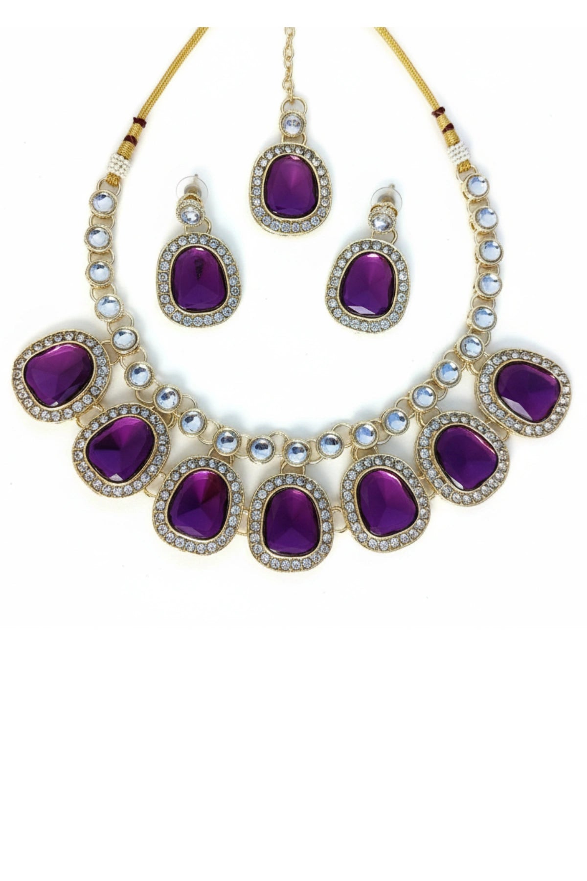 (NL-1) Graceful Kundan Radiance Necklace Set with Color Variants