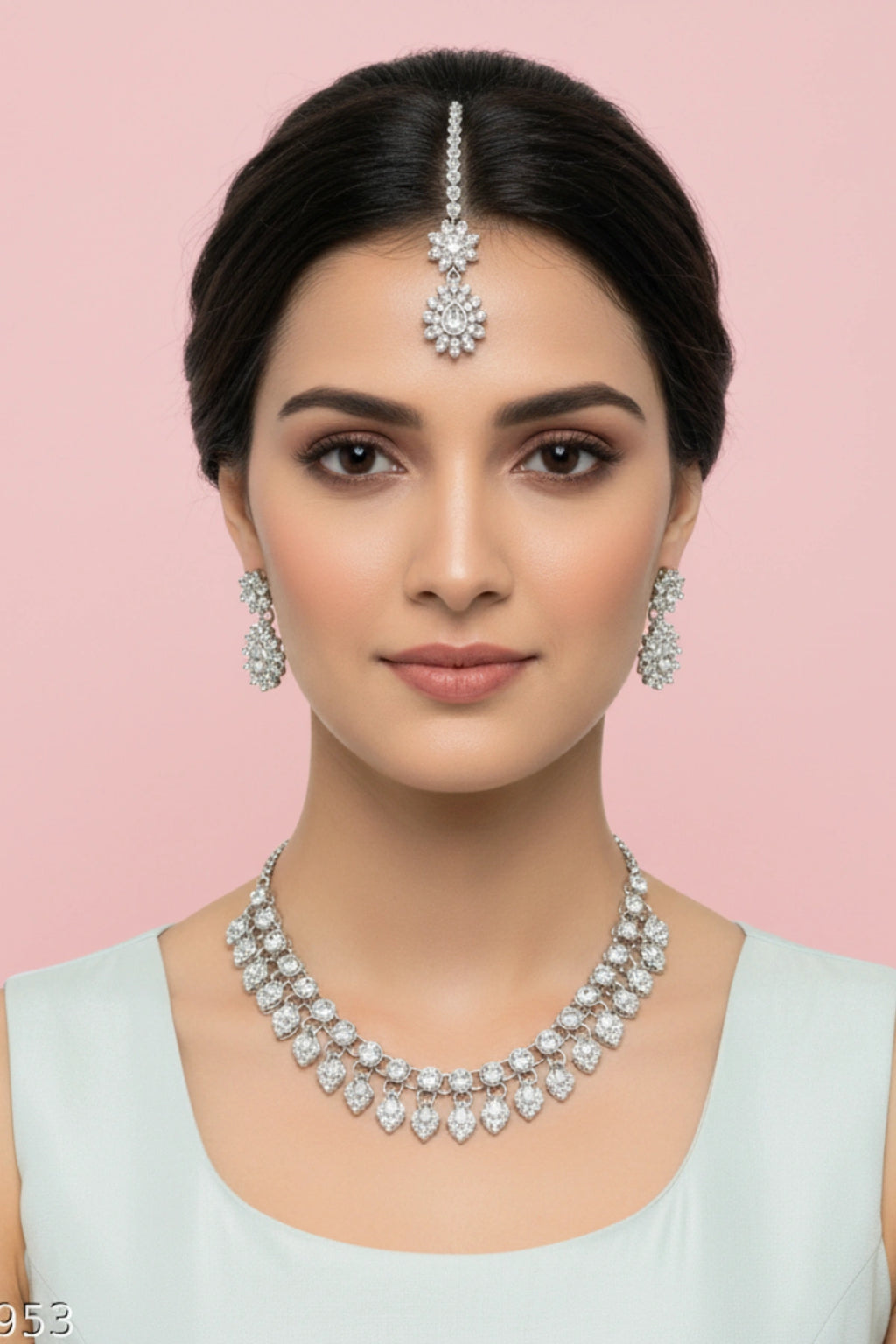 (NL-15) Sparkle Grace Stone-Studded Necklace & Earring Set