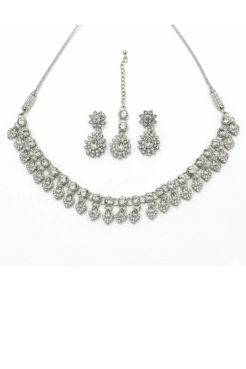 (NL-15) Sparkle Grace Stone-Studded Necklace & Earring Set