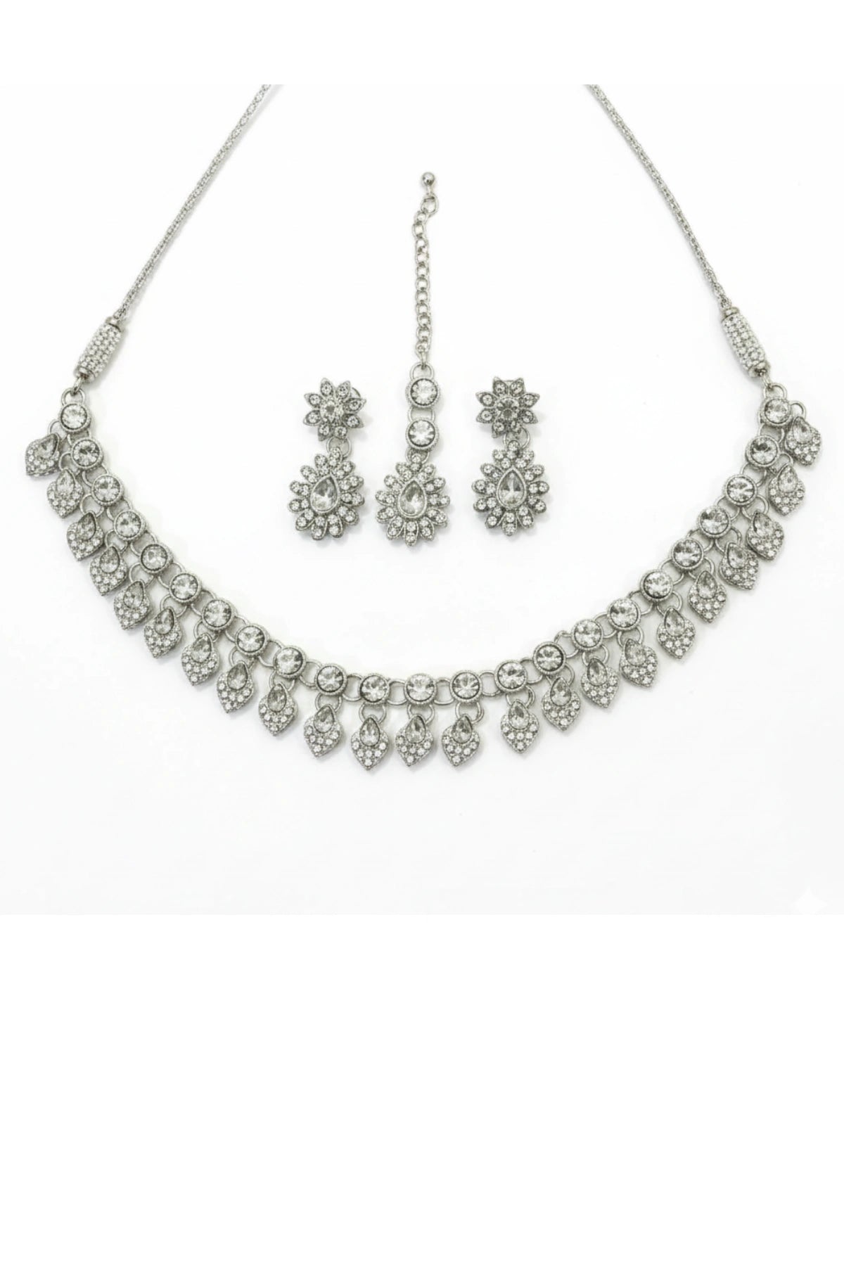 (NL-15) Sparkle Grace Stone-Studded Necklace & Earring Set