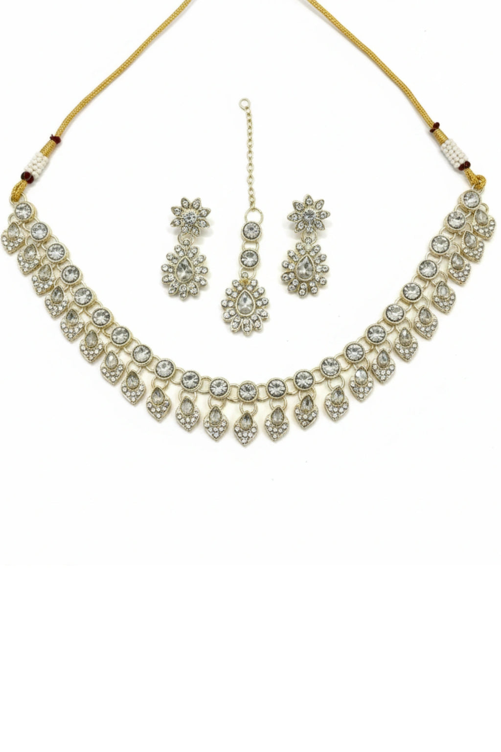(NL-15) Sparkle Grace Stone-Studded Necklace & Earring Set