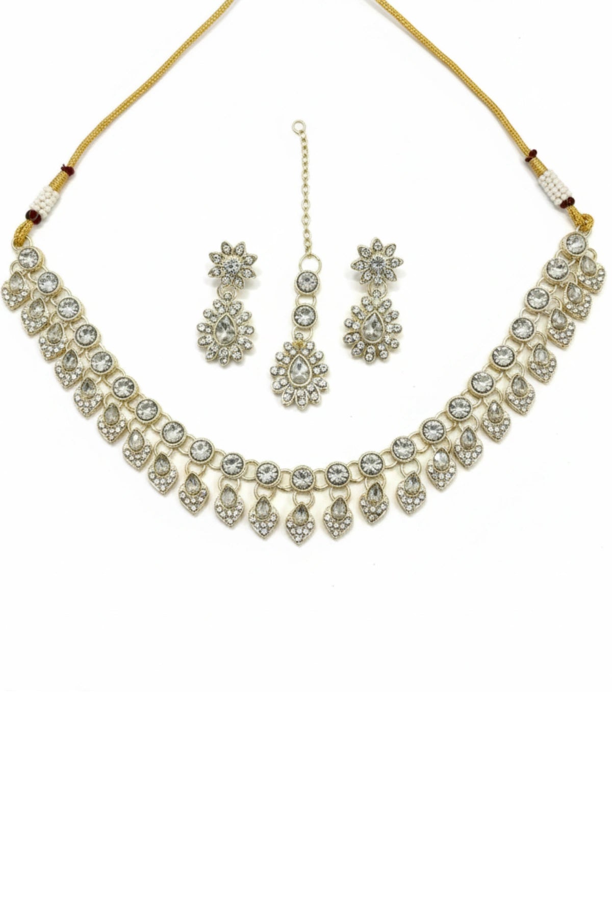 (NL-15) Sparkle Grace Stone-Studded Necklace & Earring Set