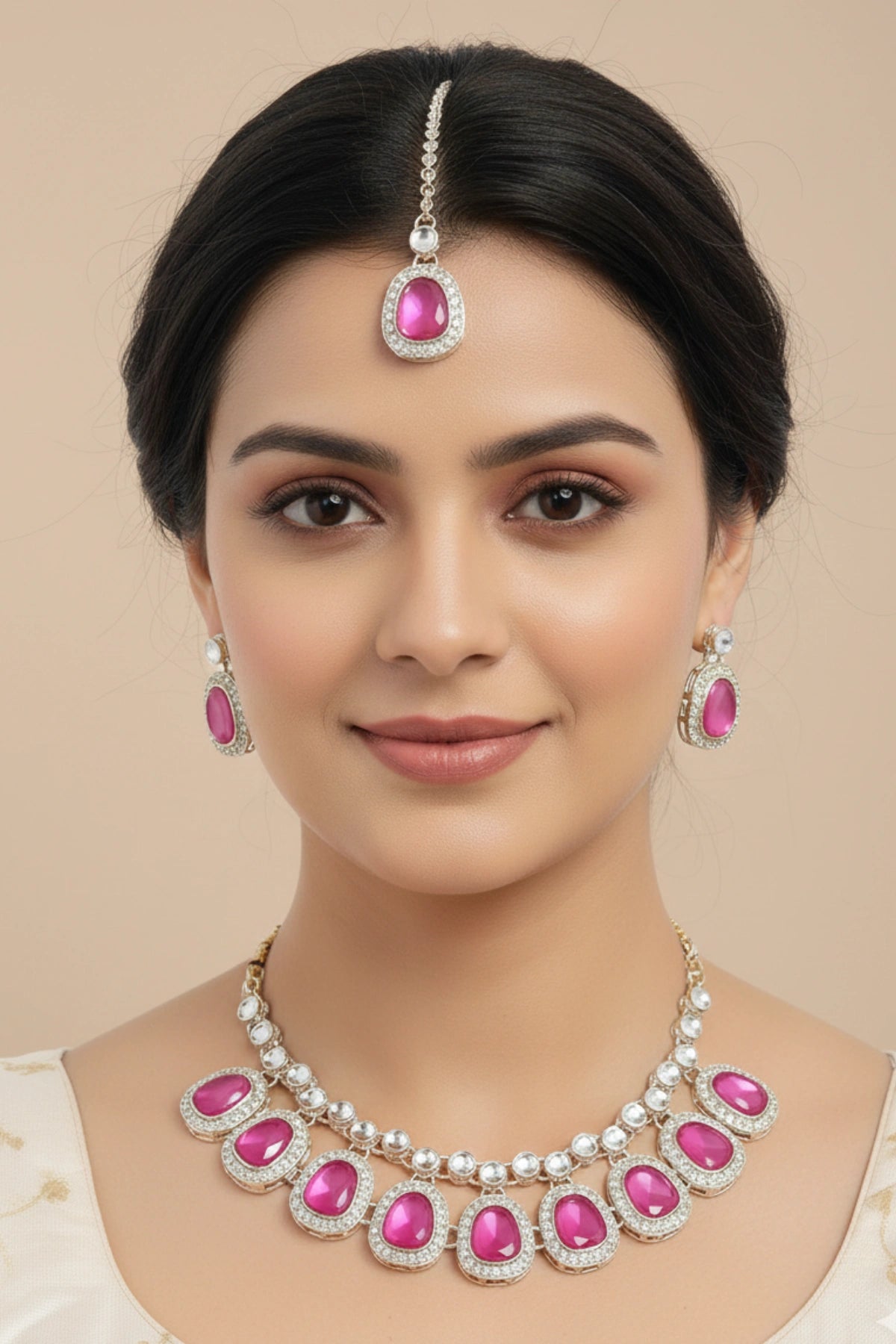 (NL-1) Graceful Kundan Radiance Necklace Set with Color Variants
