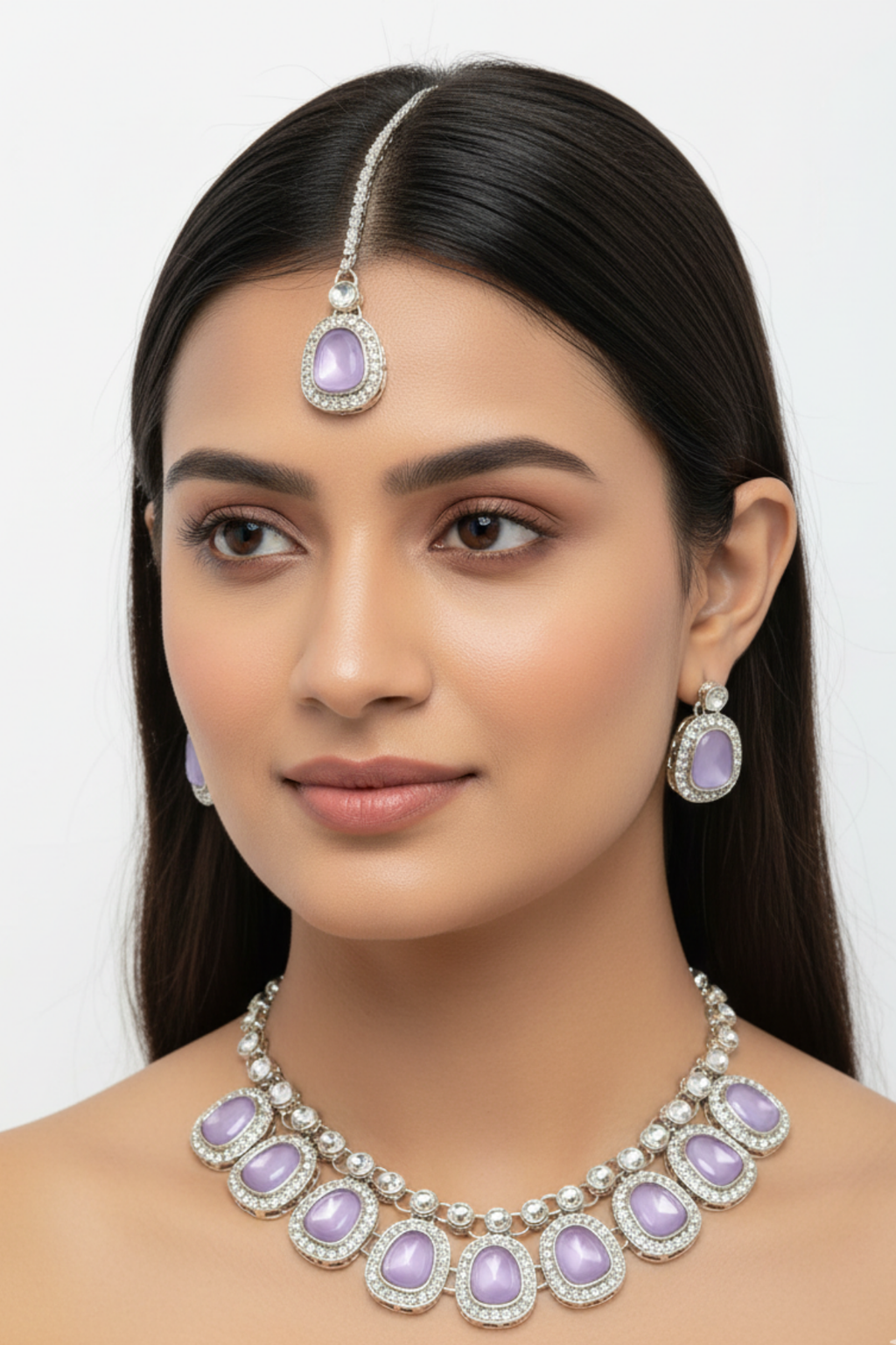 (NL-1) Graceful Kundan Radiance Necklace Set with Color Variants