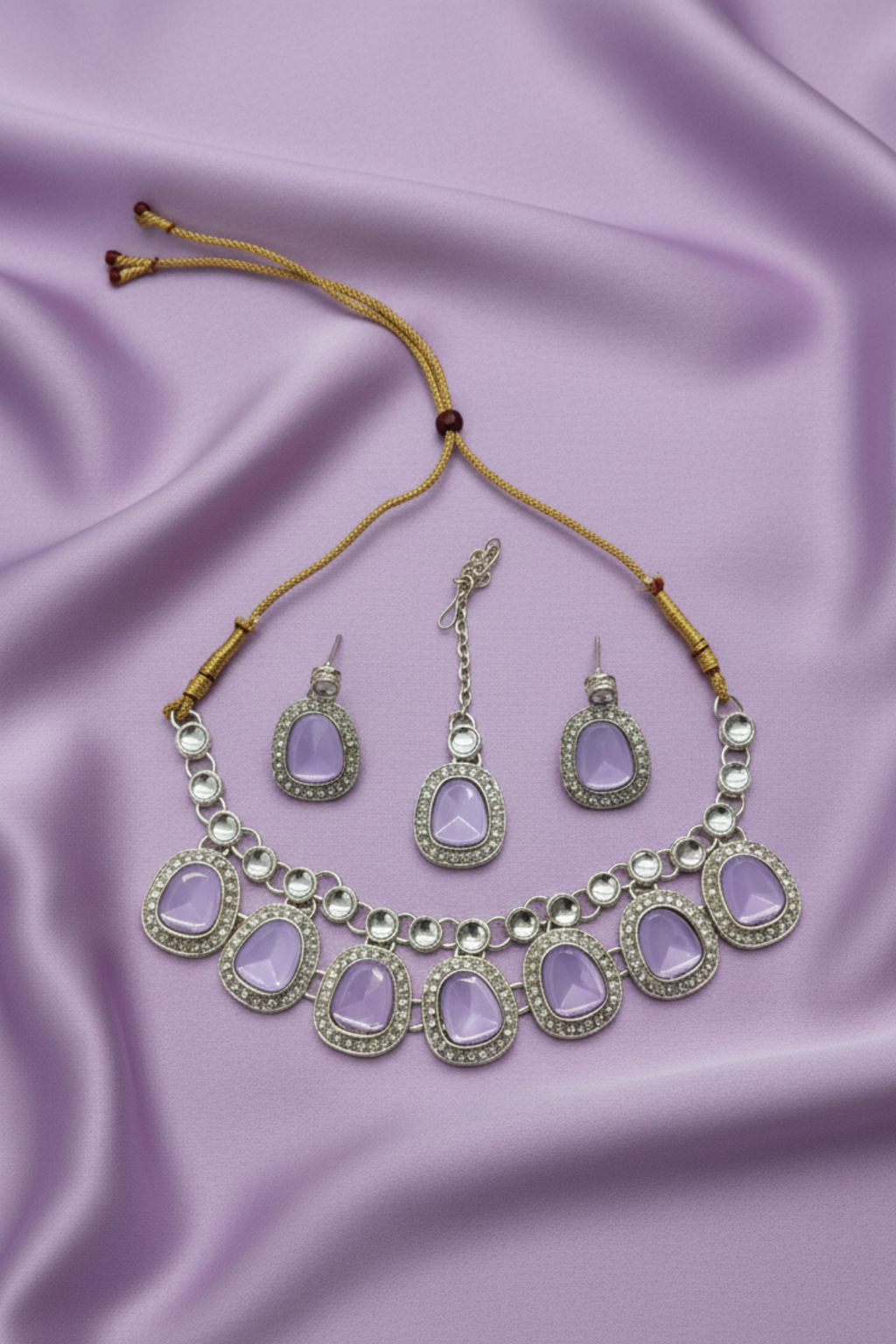 (NL-1) Graceful Kundan Radiance Necklace Set with Color Variants