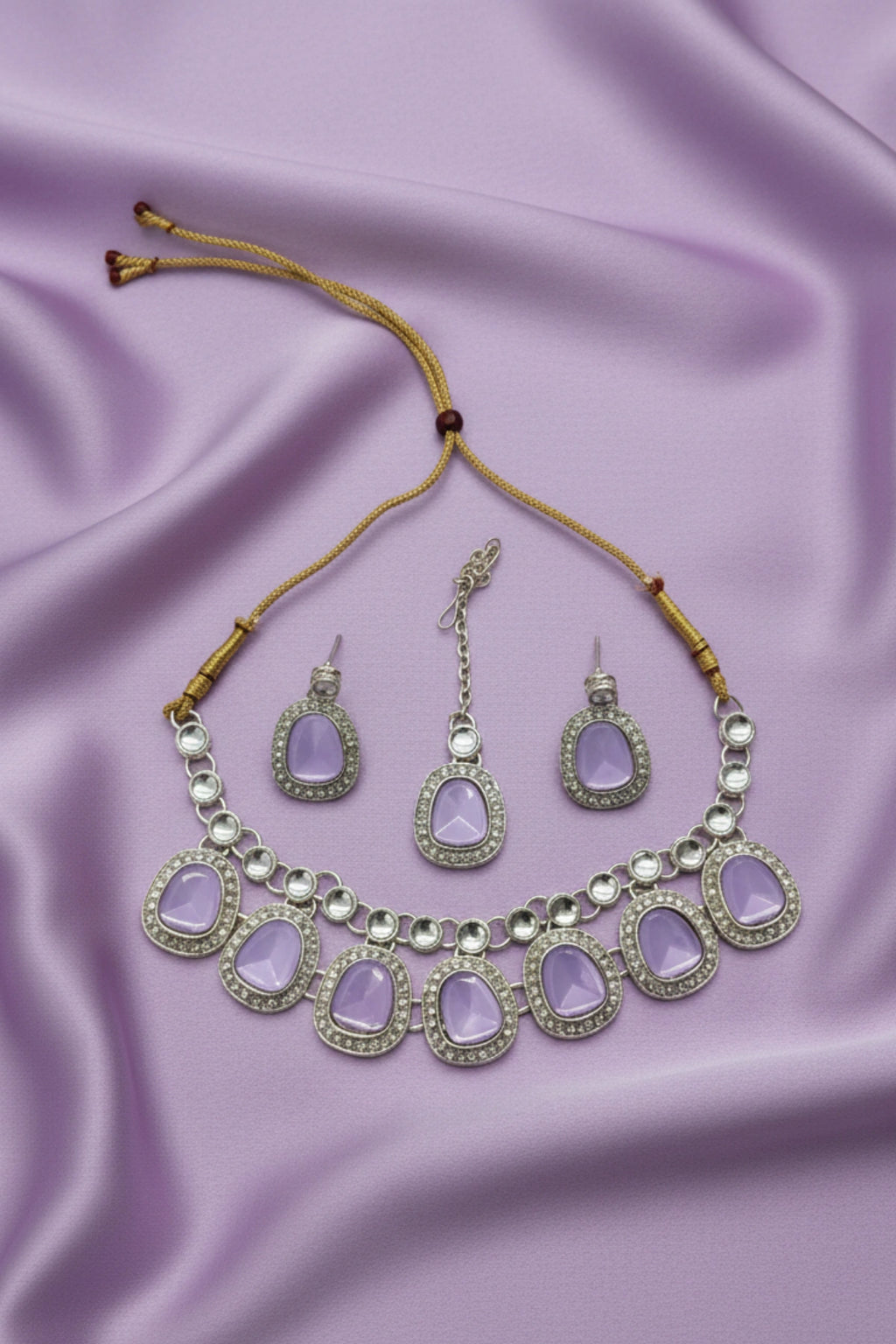 (NL-1) Graceful Kundan Radiance Necklace Set with Color Variants