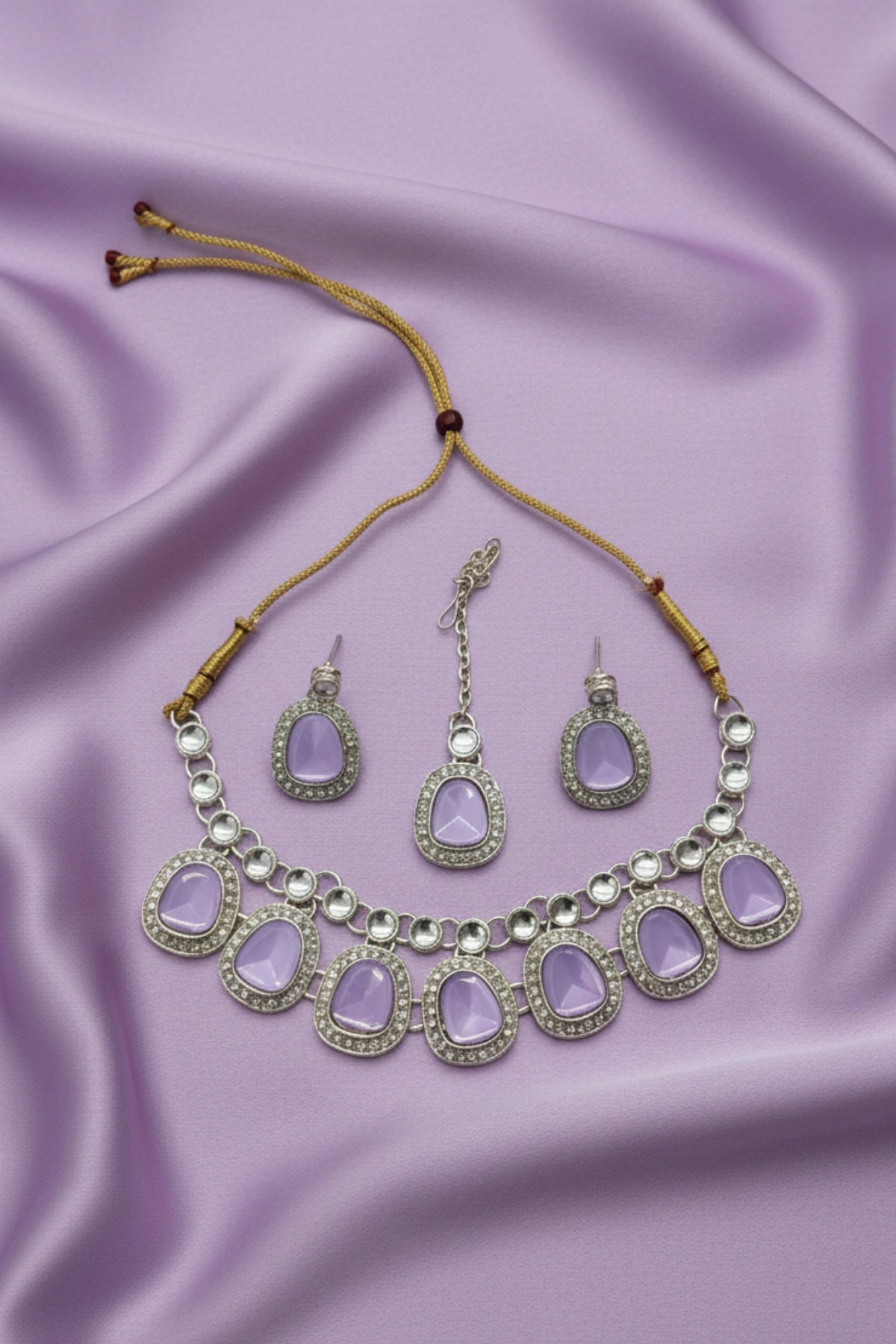 (NL-1) Graceful Kundan Radiance Necklace Set with Color Variants