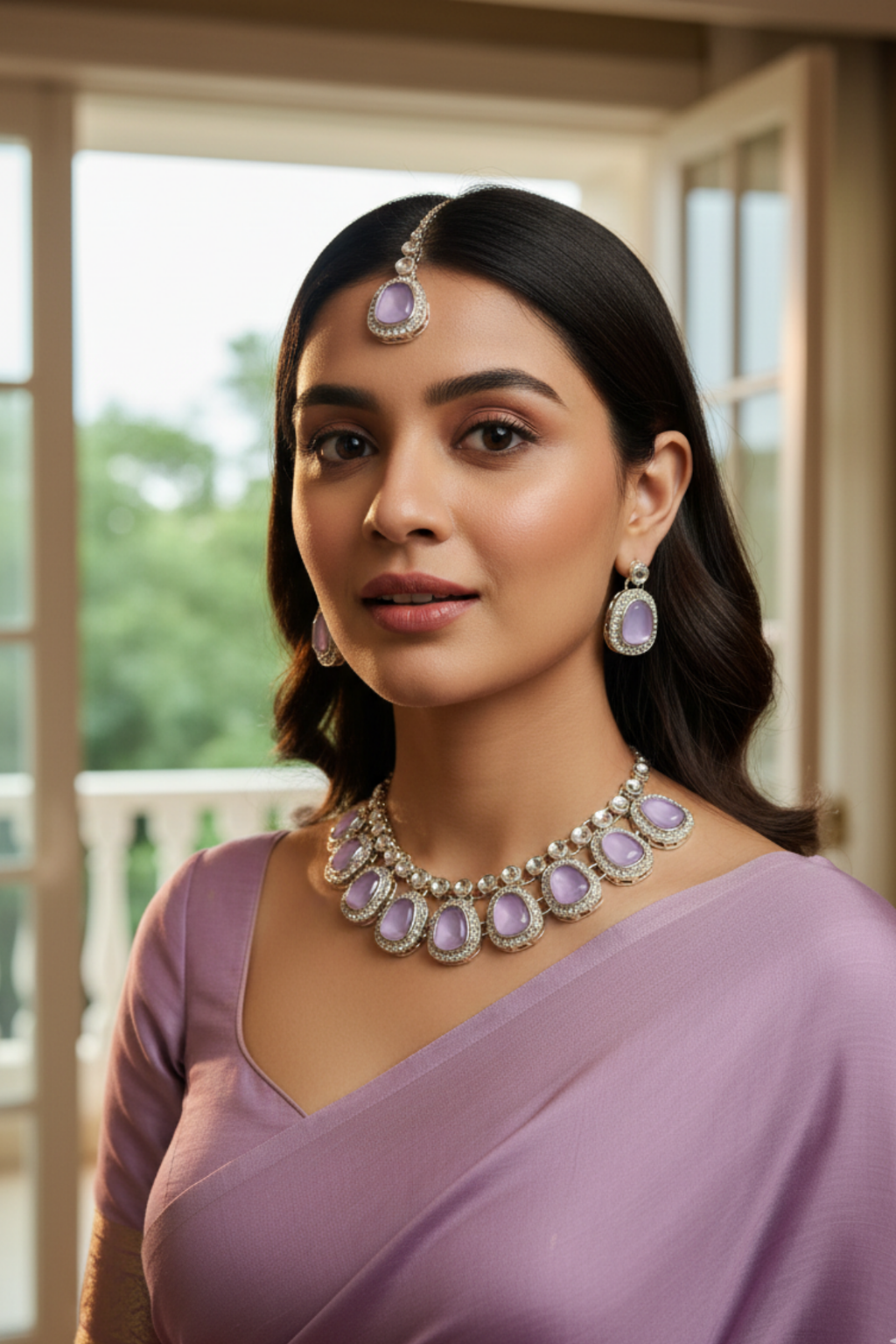 (NL-1) Graceful Kundan Radiance Necklace Set with Color Variants