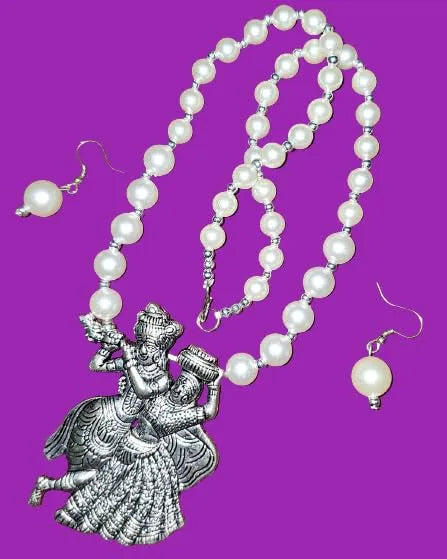 Eternal Dance Radha Krishna Pearl Necklace Set