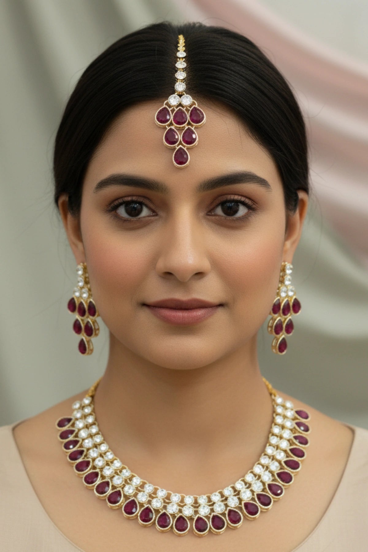 (NL-13) Royal Teardrop Kundan Necklace Set