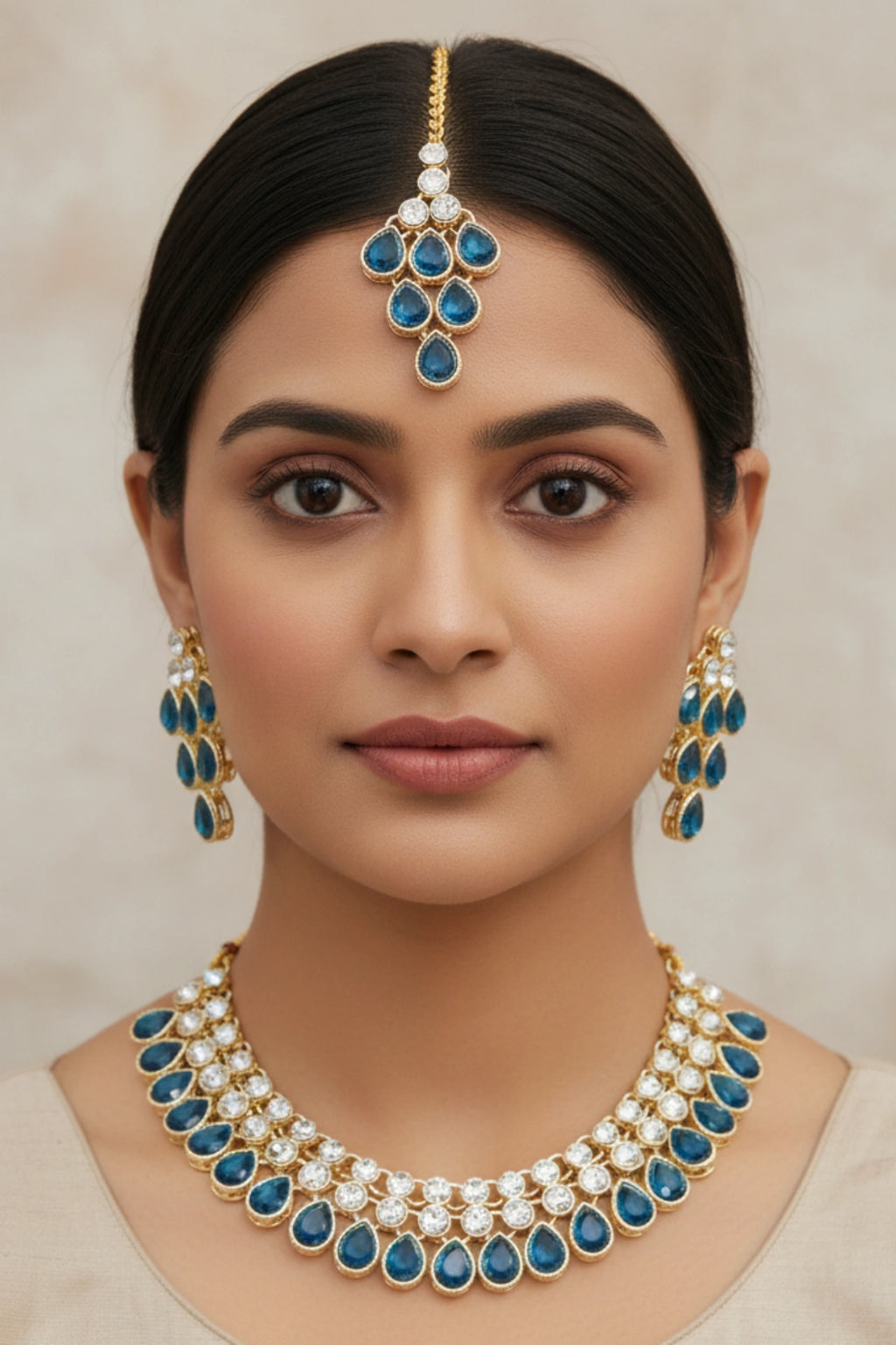 (NL-13) Royal Teardrop Kundan Necklace Set