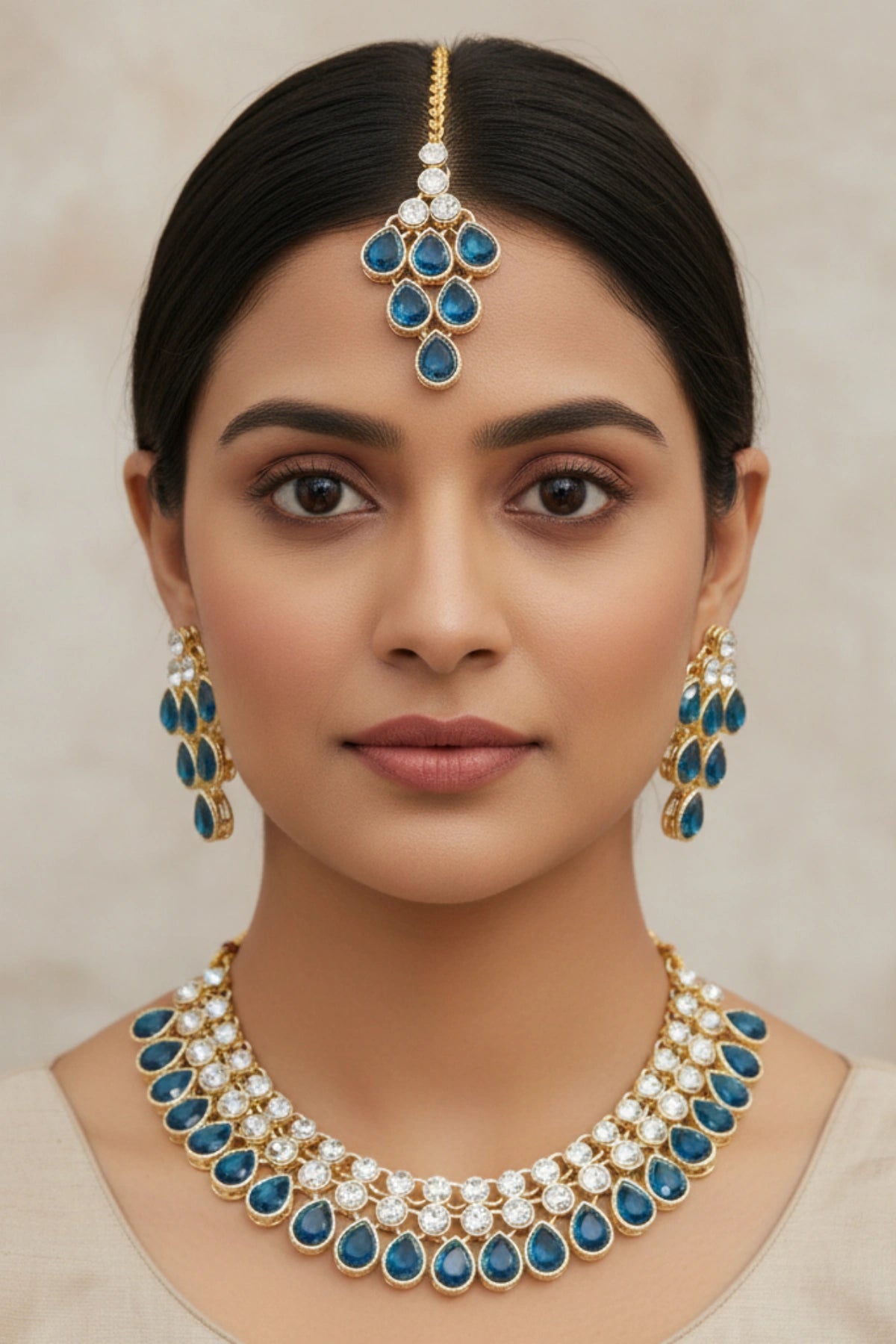 (NL-13) Royal Teardrop Kundan Necklace Set