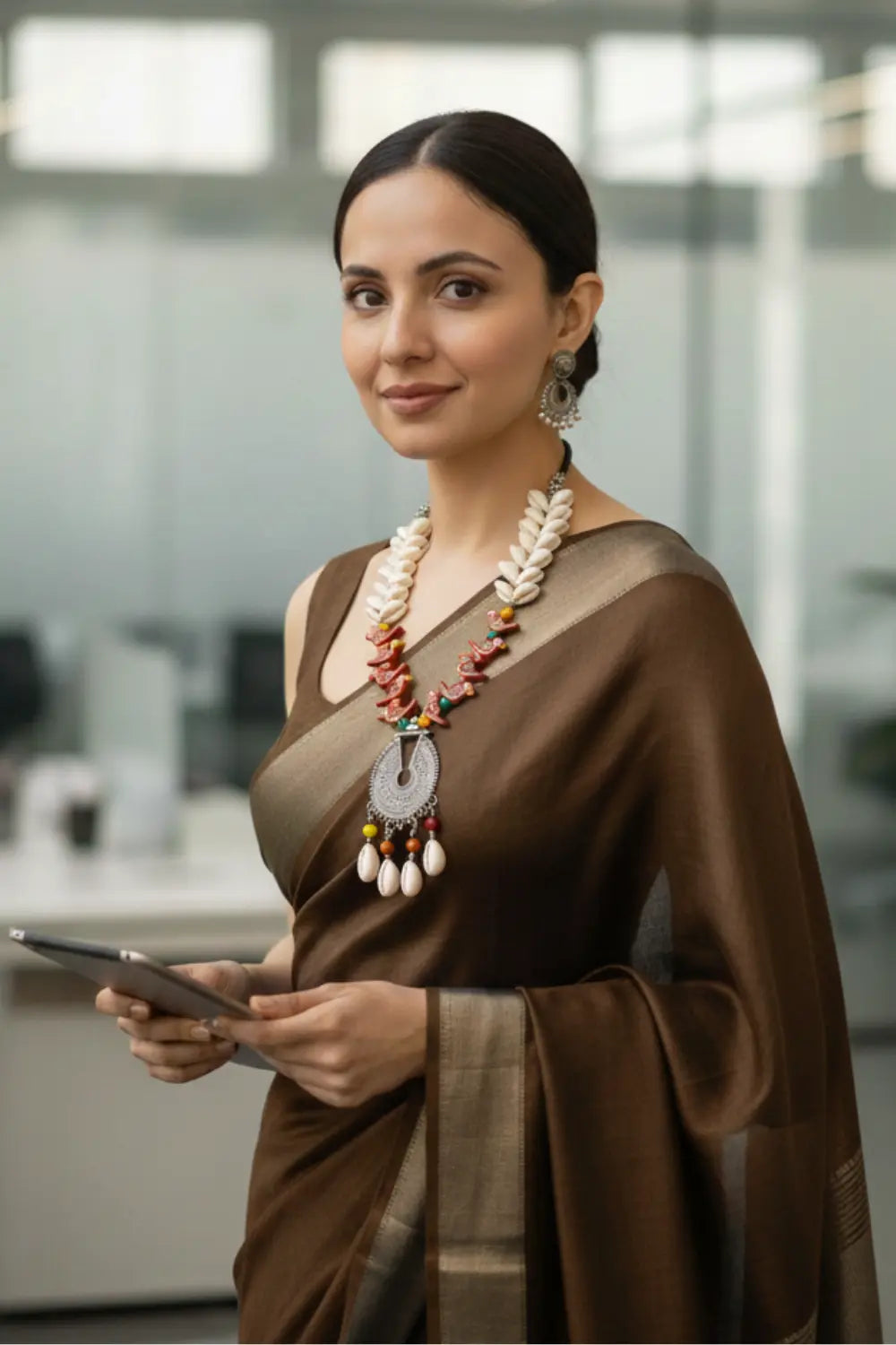 Boho Bird Charm Seashell Silver Necklace