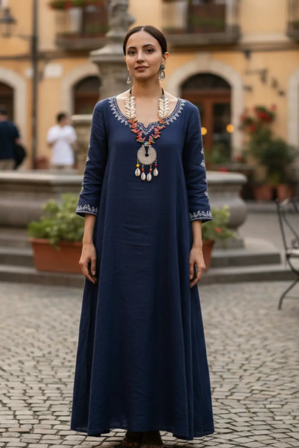 Boho Bird Charm Seashell Silver Necklace