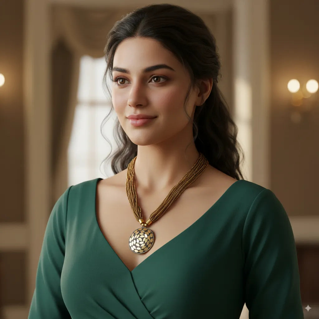 Charm Beaded Pendant Necklace Set