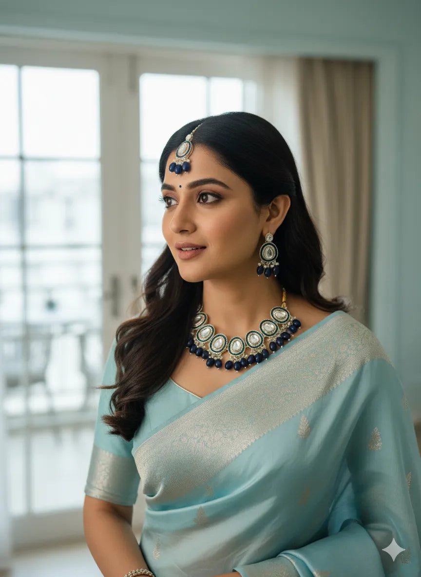 Royal Kundan Teardrop Beaded Necklace Set