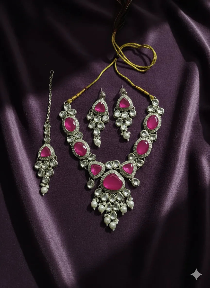 Royal Radiance Stone and Pearl Necklace Set