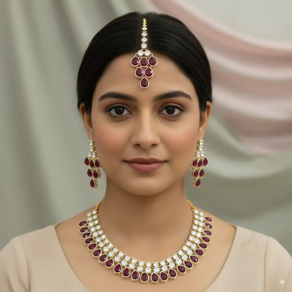 Royal Teardrop Kundan Necklace Set