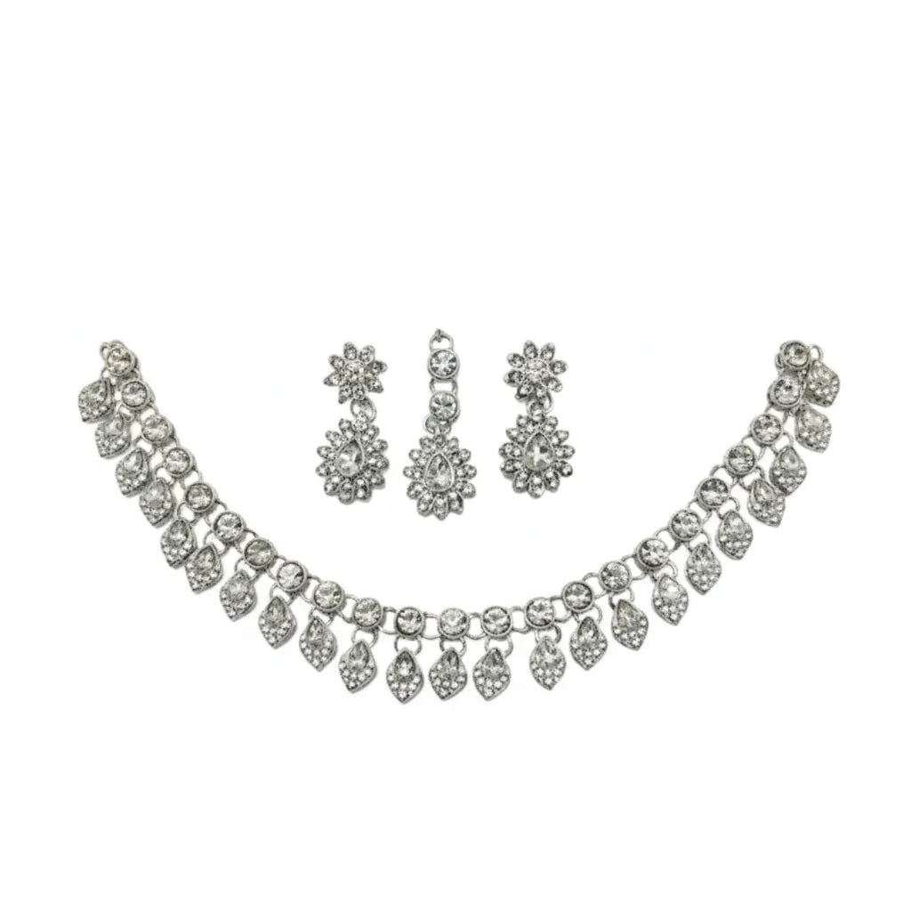 Sparkle Grace Stone-Studded Necklace & Earring Set