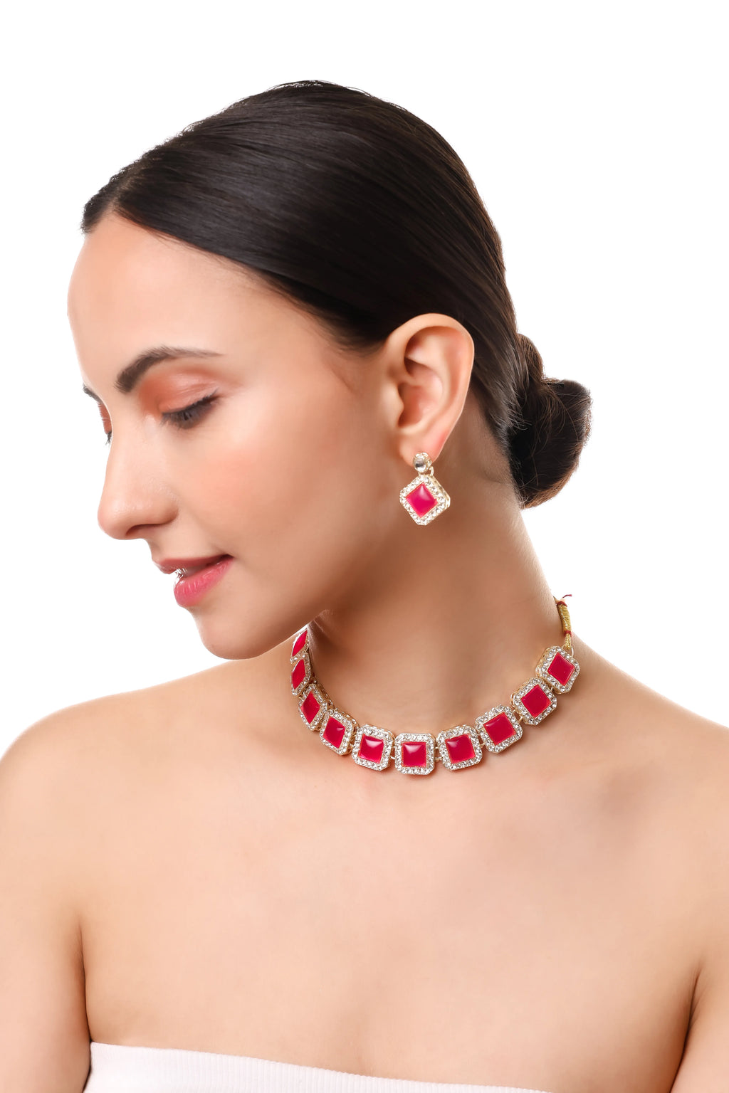 Radiant Kundan Square Charm Necklace Set