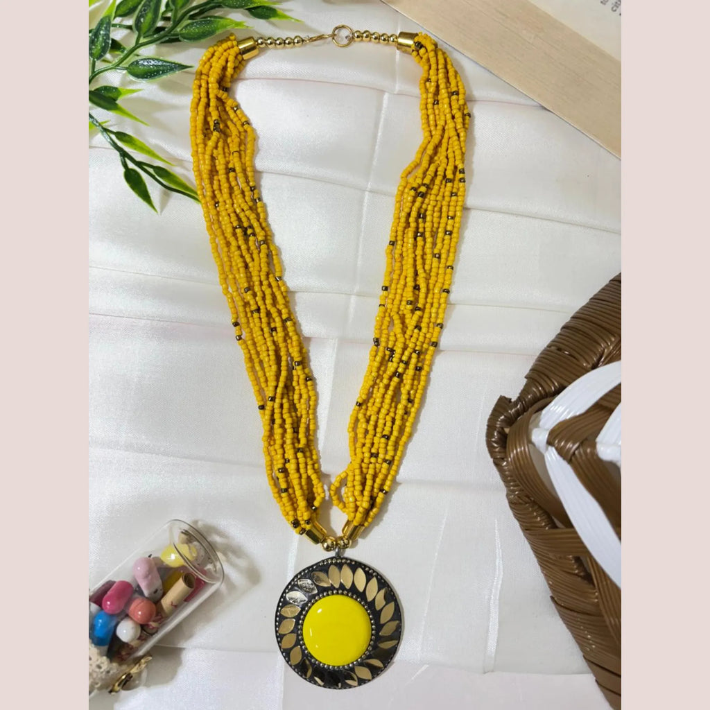 Charm Beaded Pendant Necklace Set