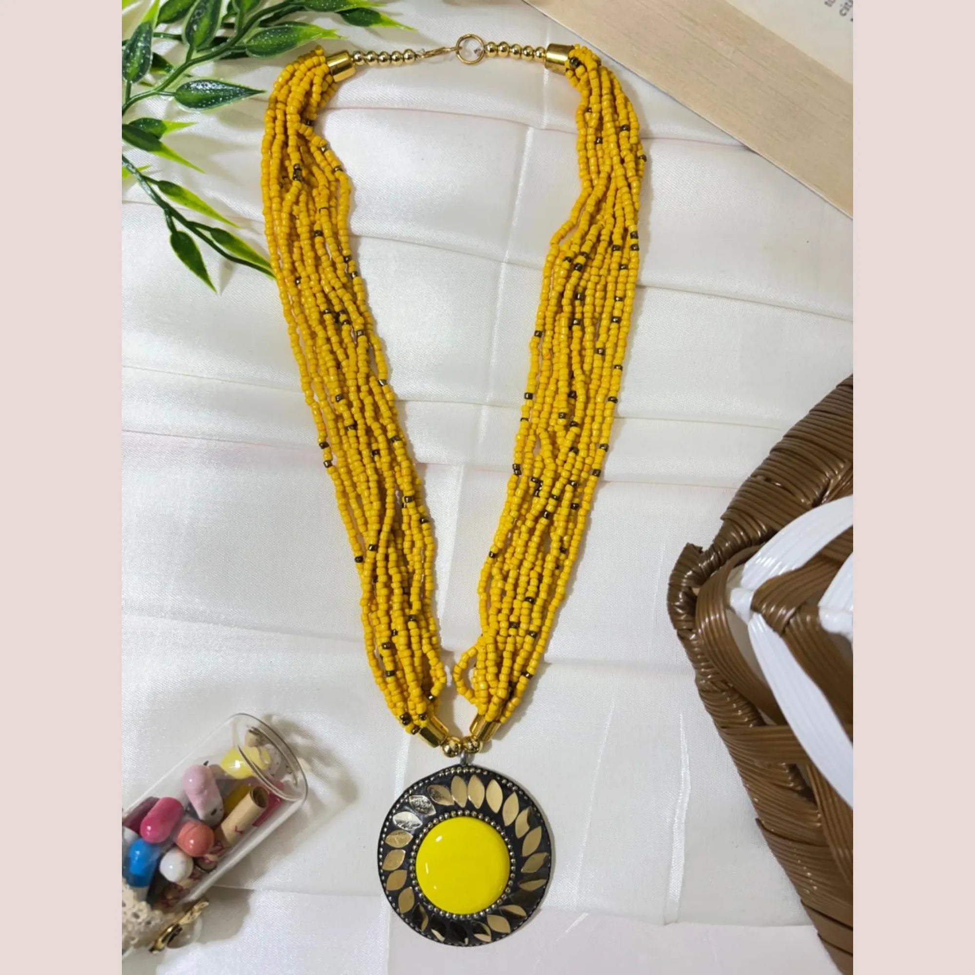 Charm Beaded Pendant Necklace Set