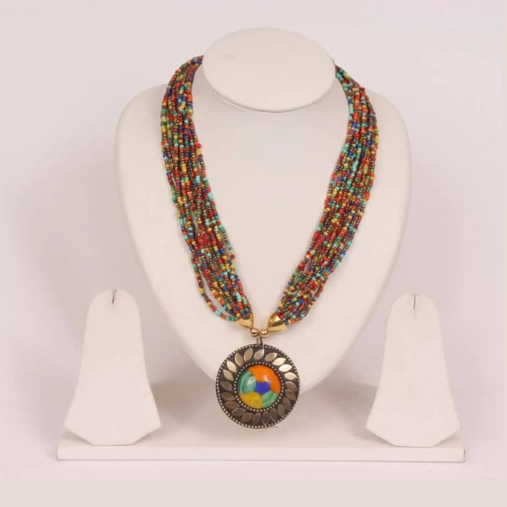 Charm Beaded Pendant Necklace Set