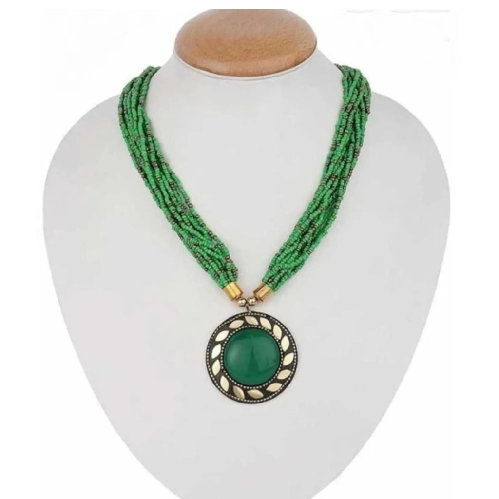 Charm Beaded Pendant Necklace Set