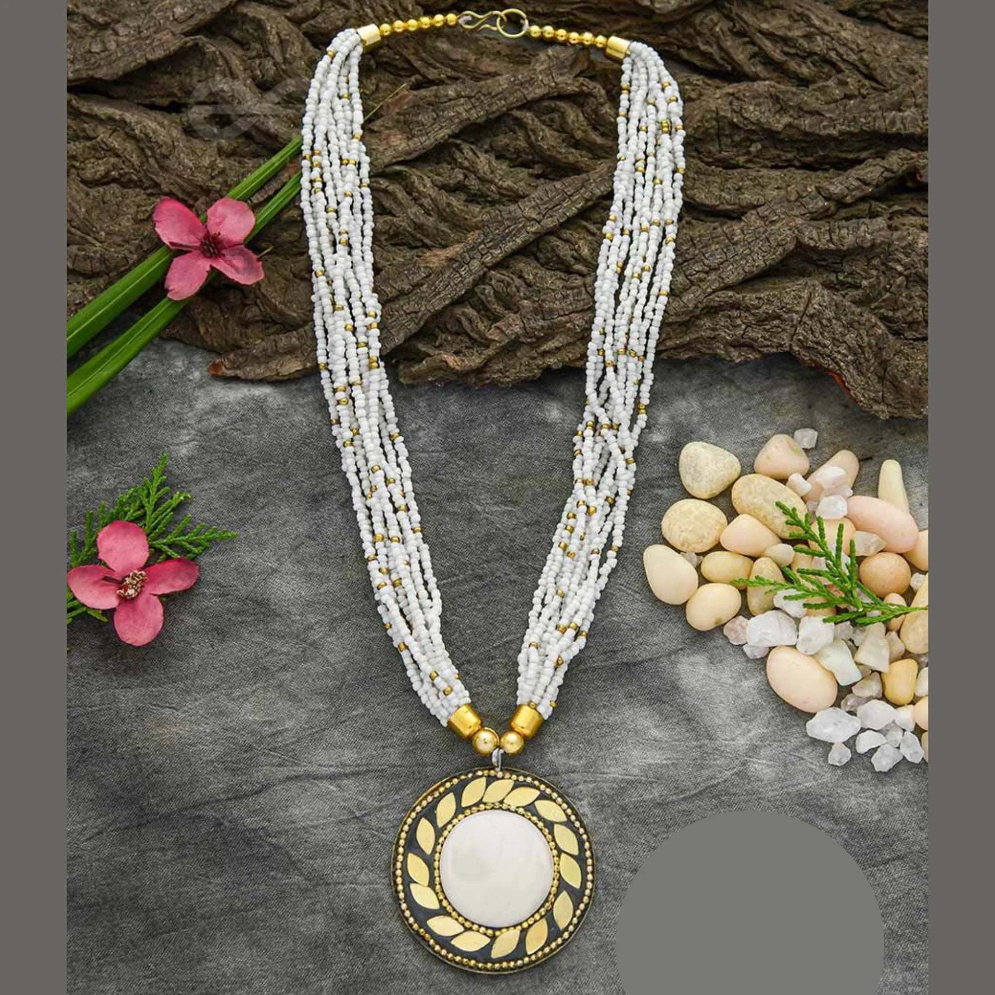 Charm Beaded Pendant Necklace Set