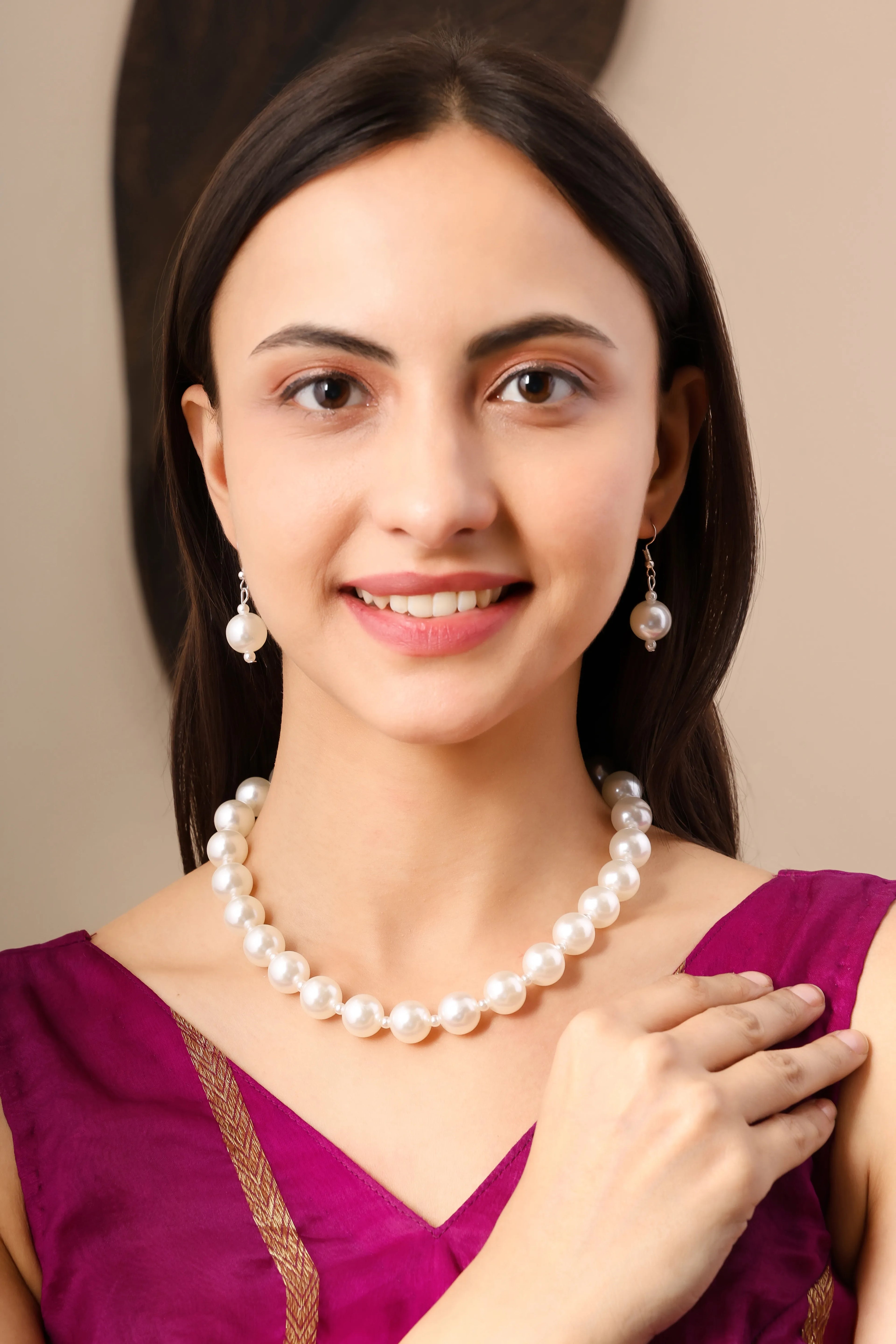 Pearl Choker & Earrings: Timeless Elegance, Effortless Grace.