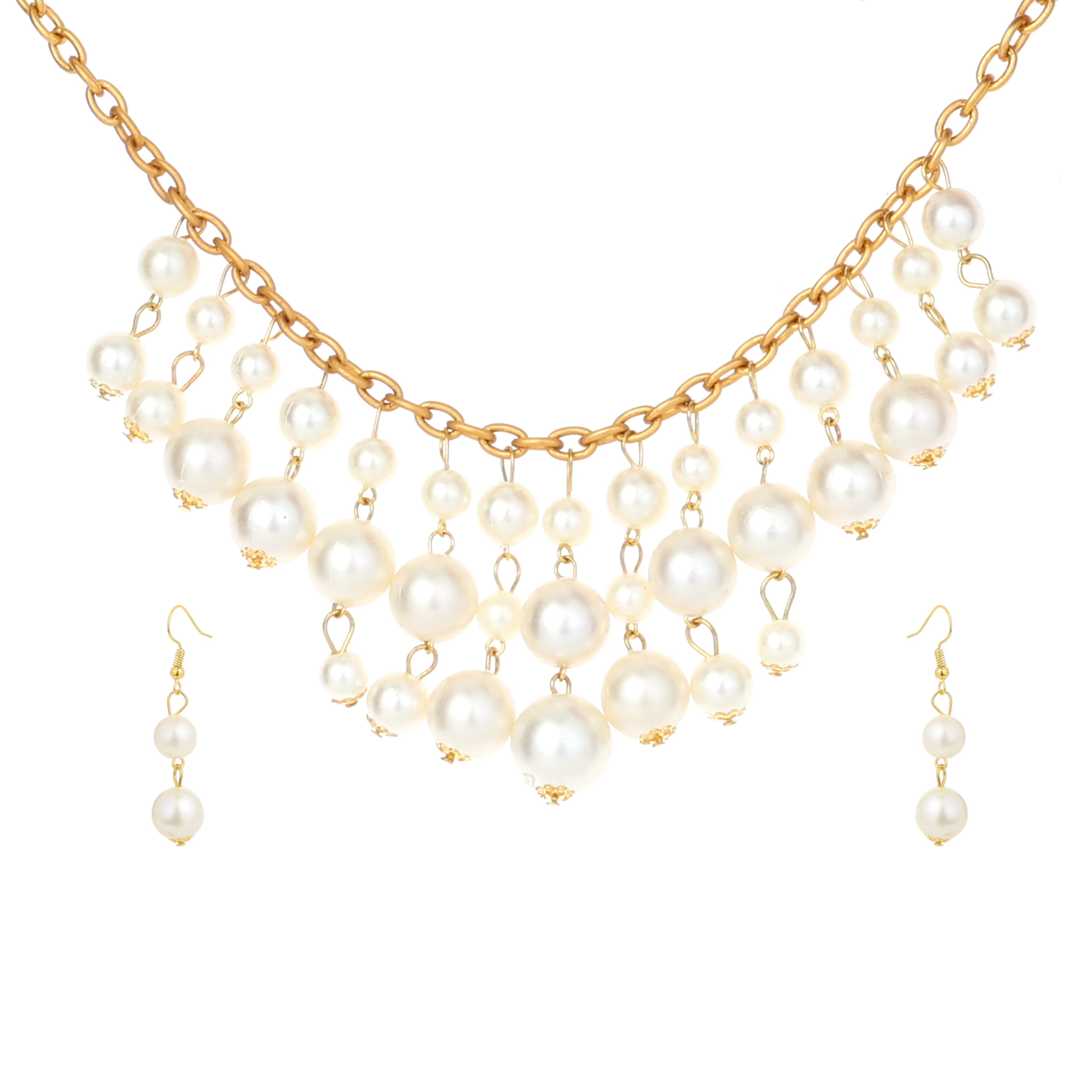 Pearl drop choker necklace set.