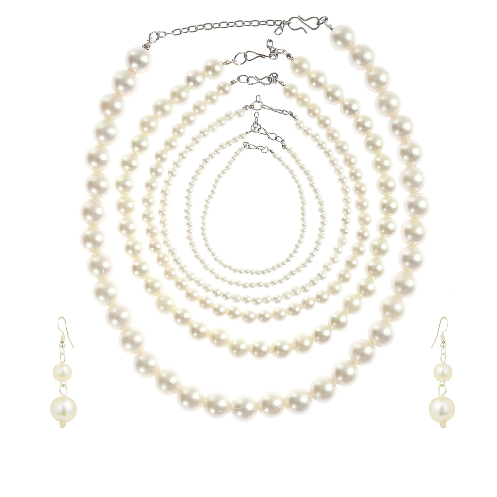 Elegant 6 layer Pearl Choker Necklace Set
