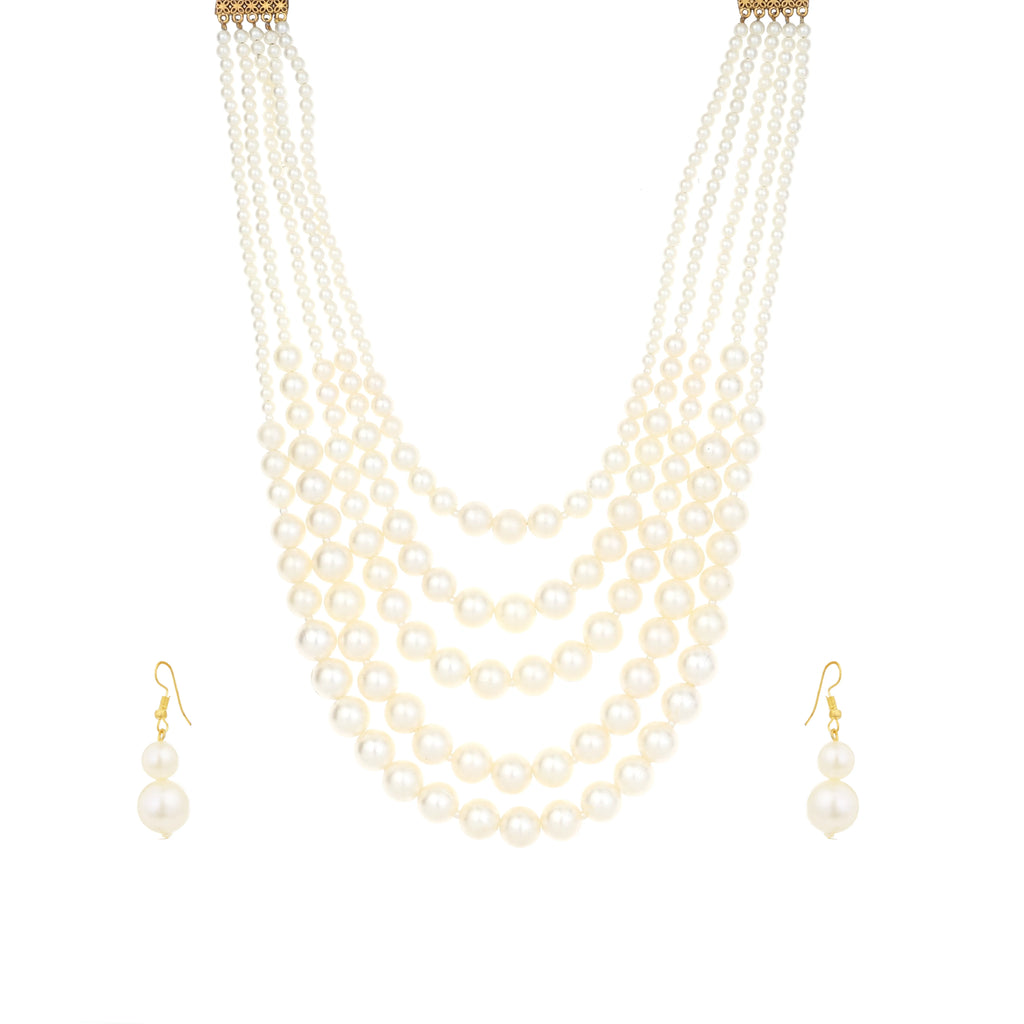 Lustrous Pearl Choker Set with Elegant Earrings