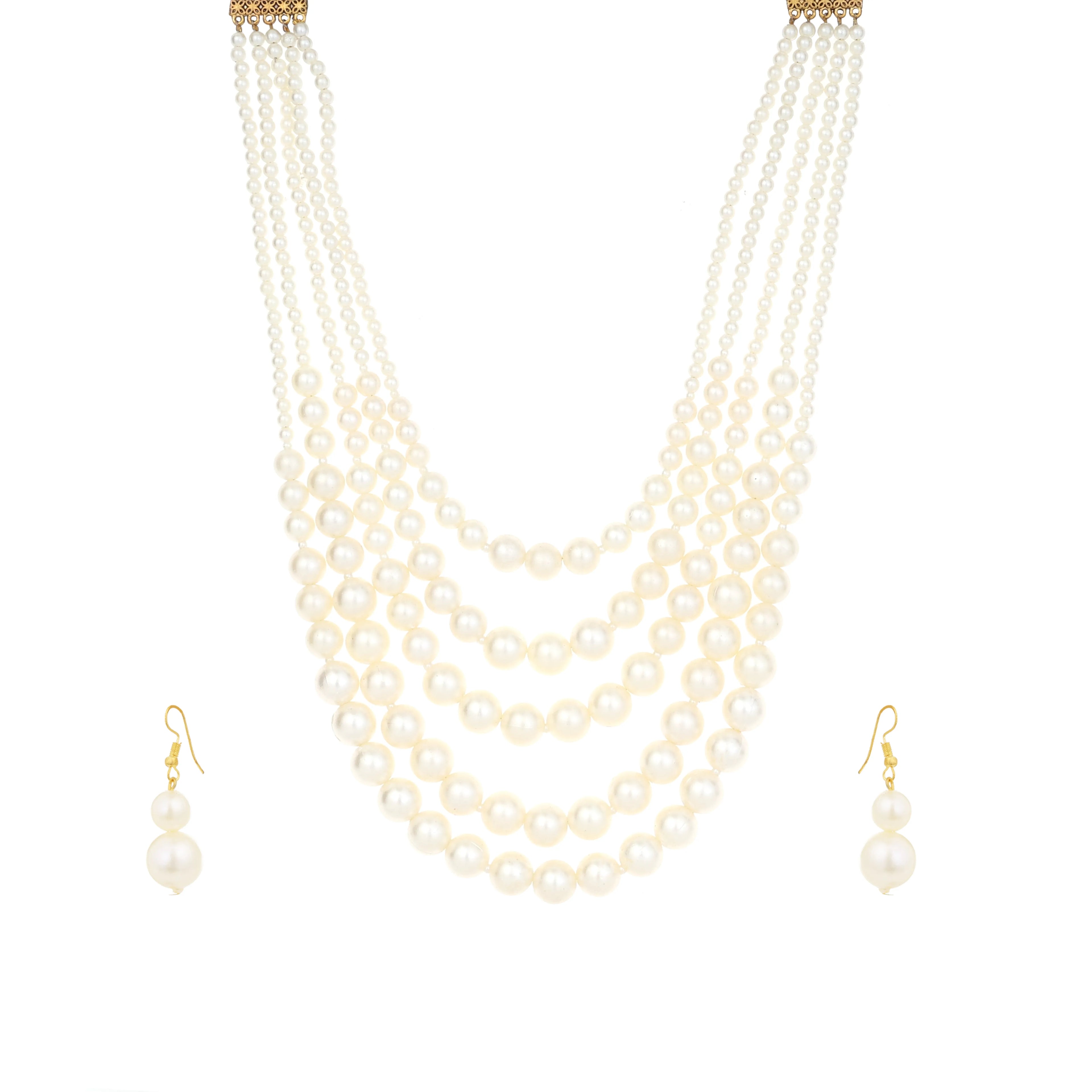 Lustrous Pearl Choker Set with Elegant Earrings
