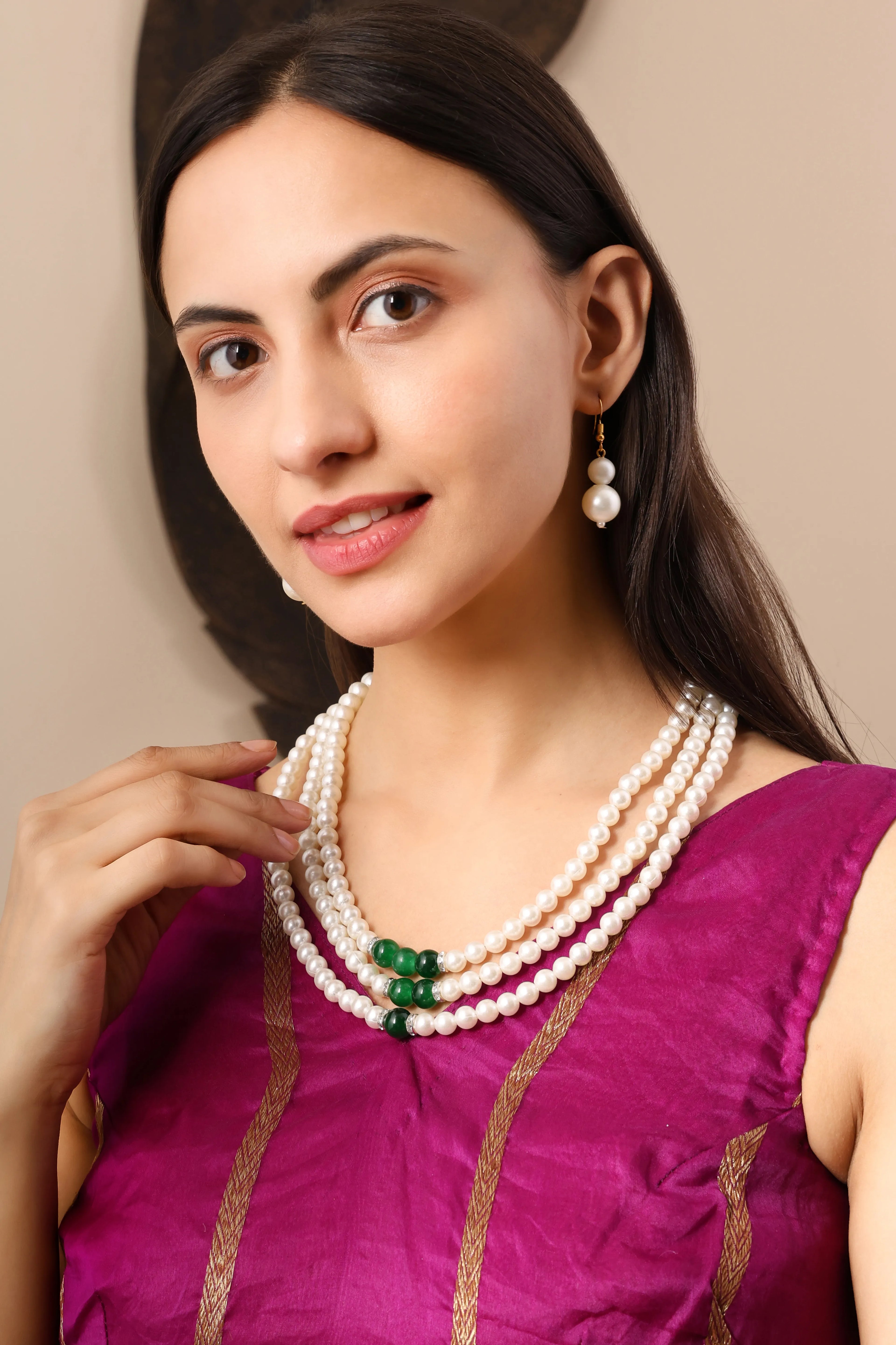 Eternal Pearl Choker Necklace Set with Earrings