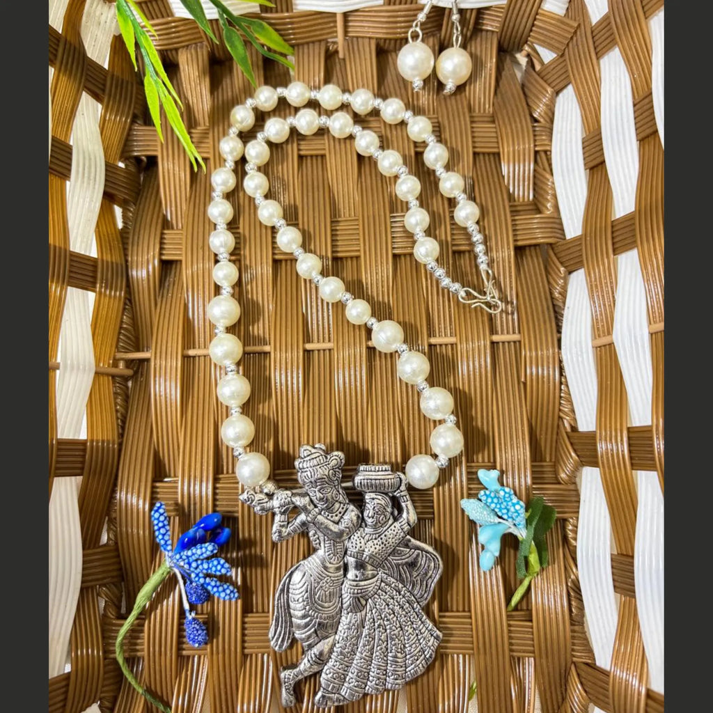 Eternal Dance Radha Krishna Pearl Necklace Set