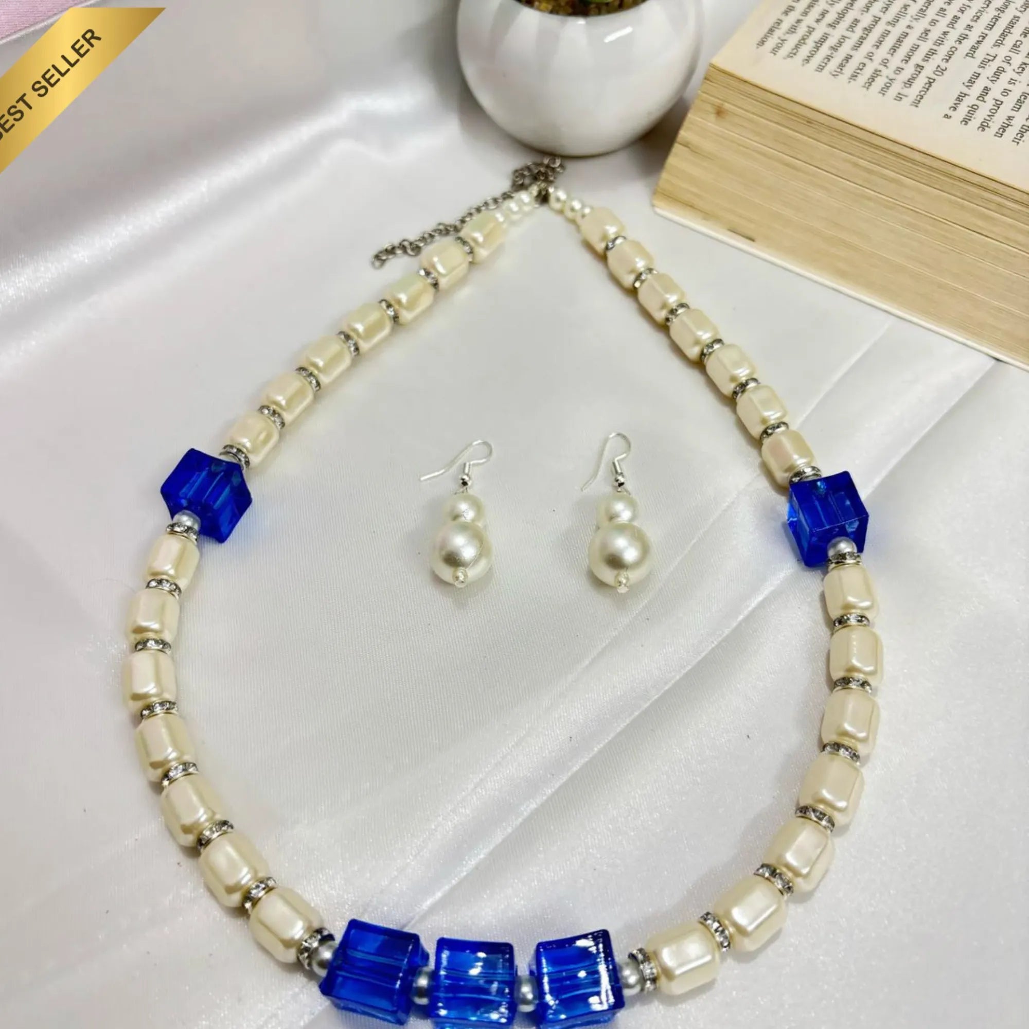 Royal Blue Radiance Pearl Necklace Set
