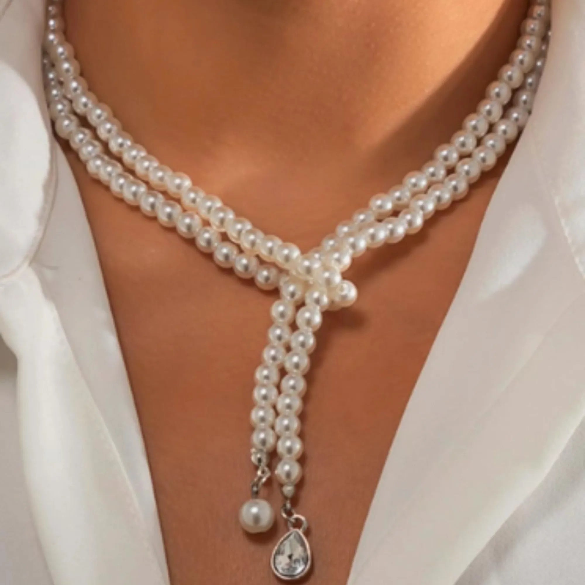 Classic Knot Necklace With Drop Bead