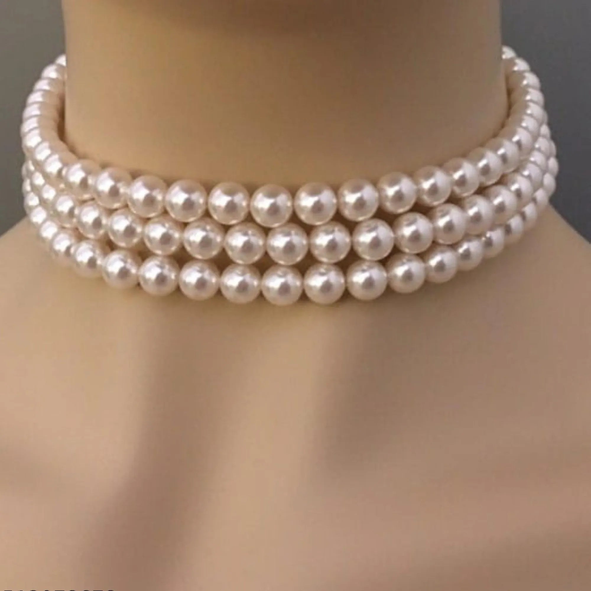 Classic Grace Three-Layer Pearl Choker Necklace
