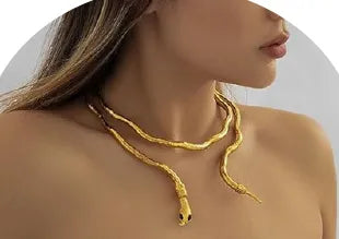 Golden Serpent Wrap Necklace – Bold & Luxe Statement