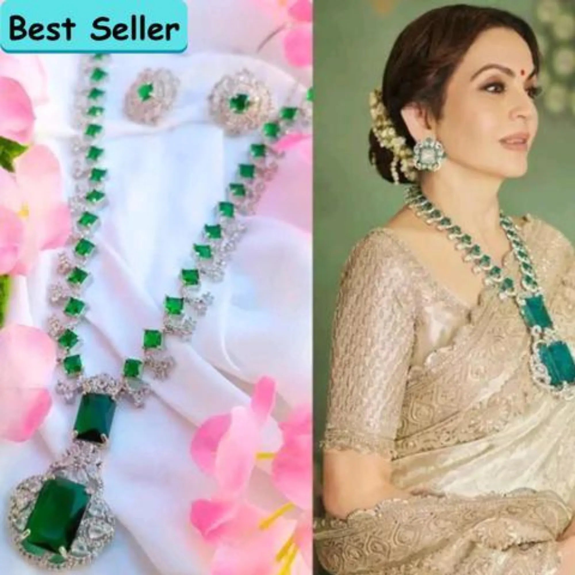 Midnight Grace Black Stone Diamond Necklace Set