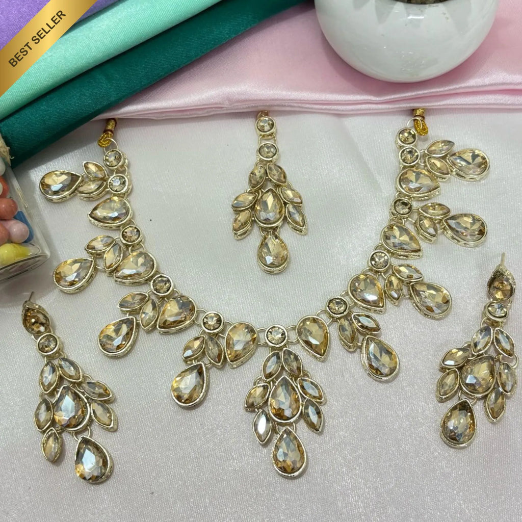 Radiant Teardrop Kundan Necklace Set for Festive Glow