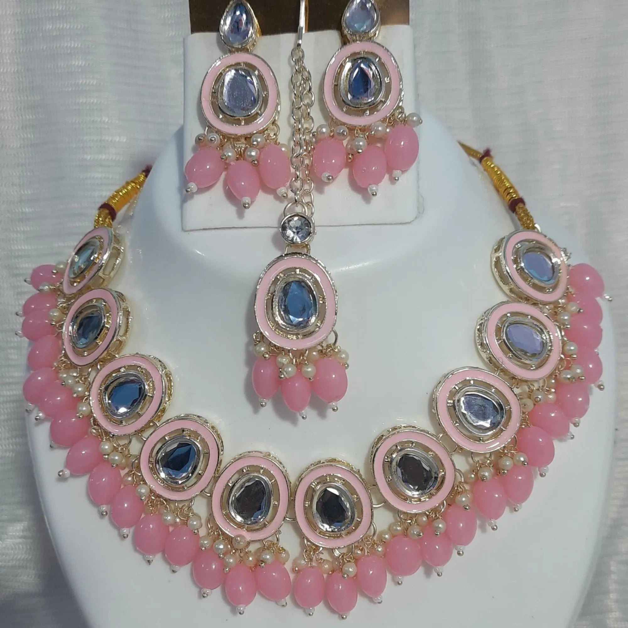 Royal Kundan Teardrop Beaded Necklace Set