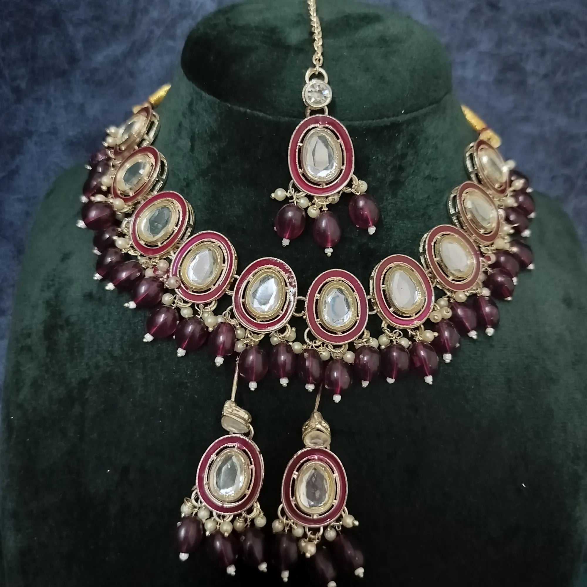 Royal Kundan Teardrop Beaded Necklace Set