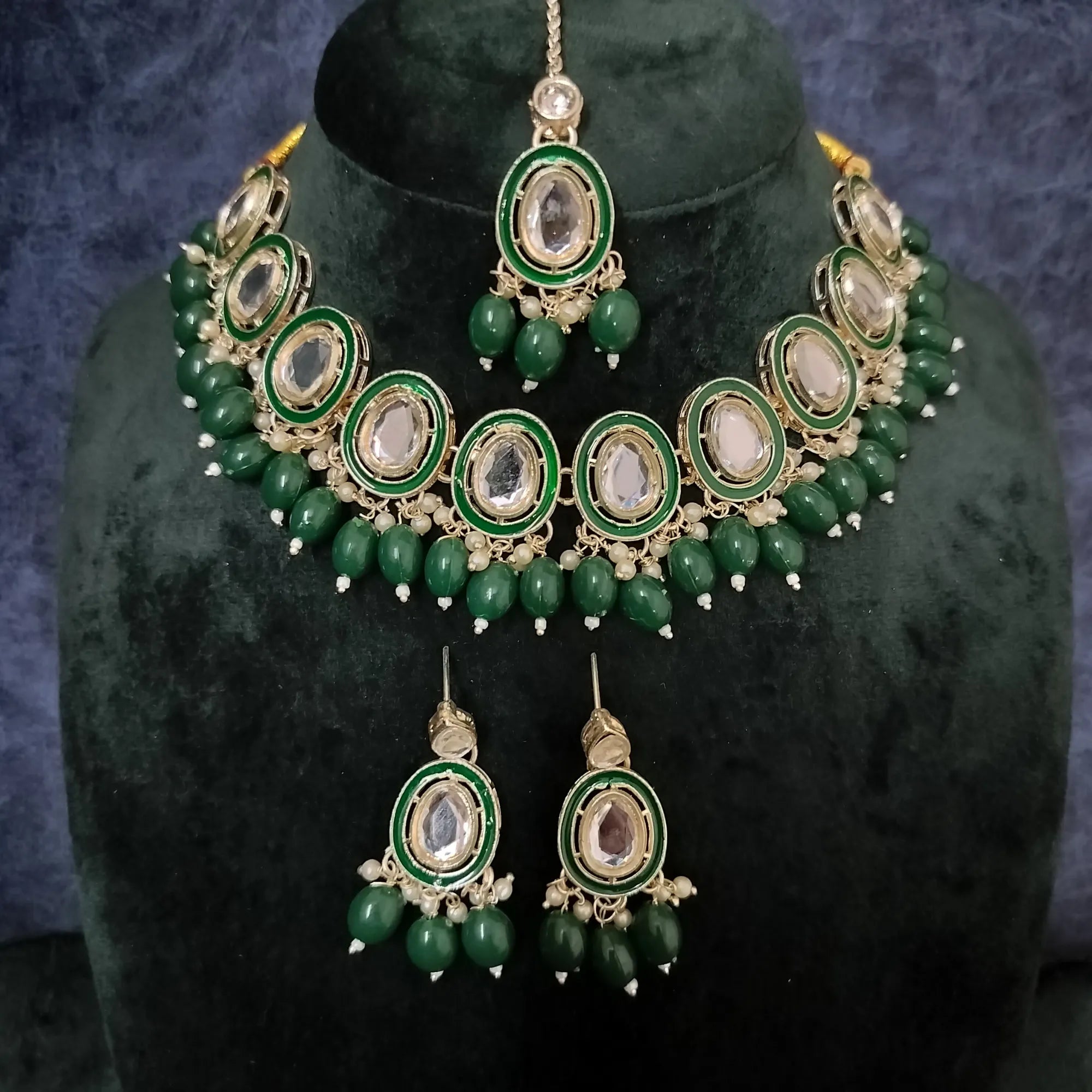 Royal Kundan Teardrop Beaded Necklace Set