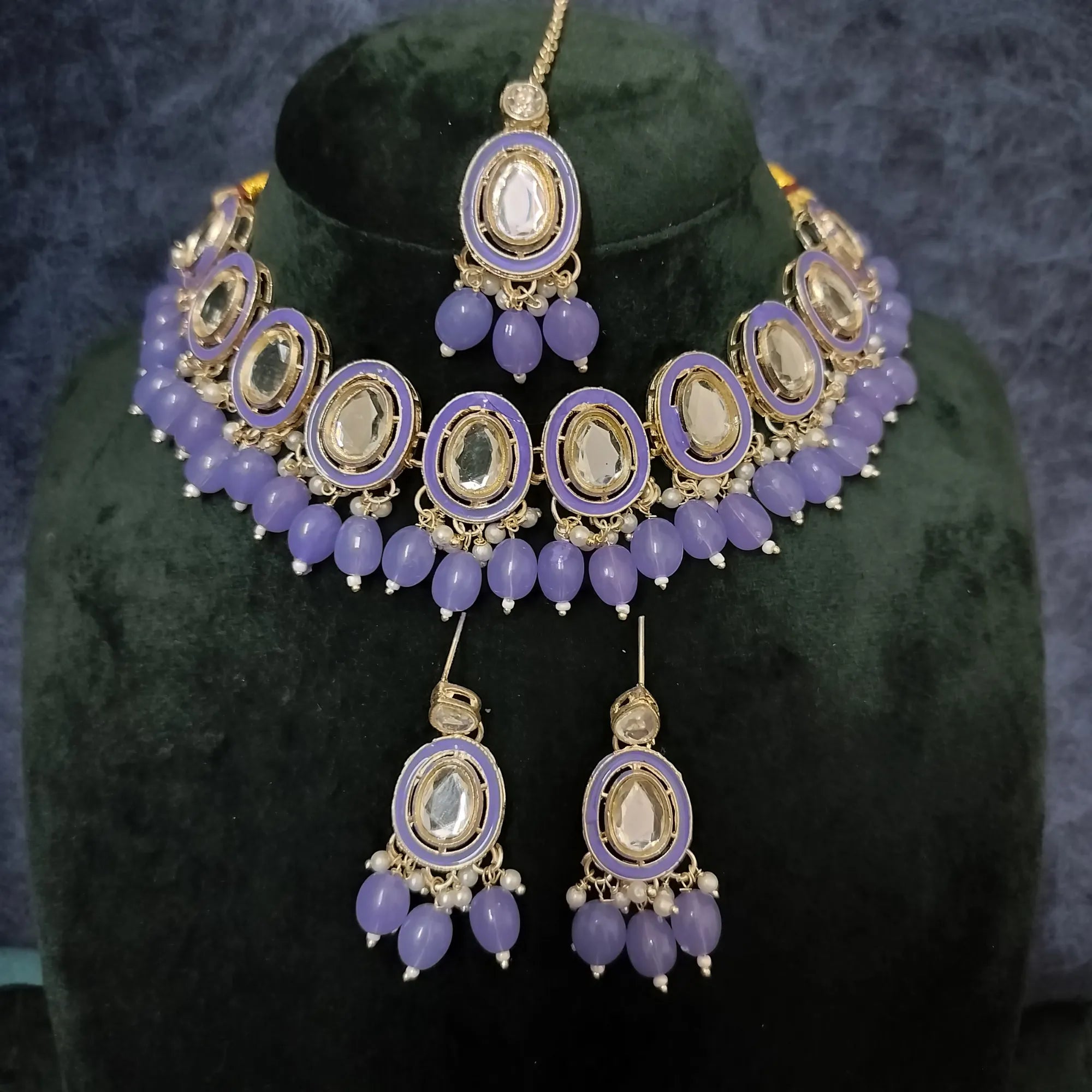 Royal Kundan Teardrop Beaded Necklace Set