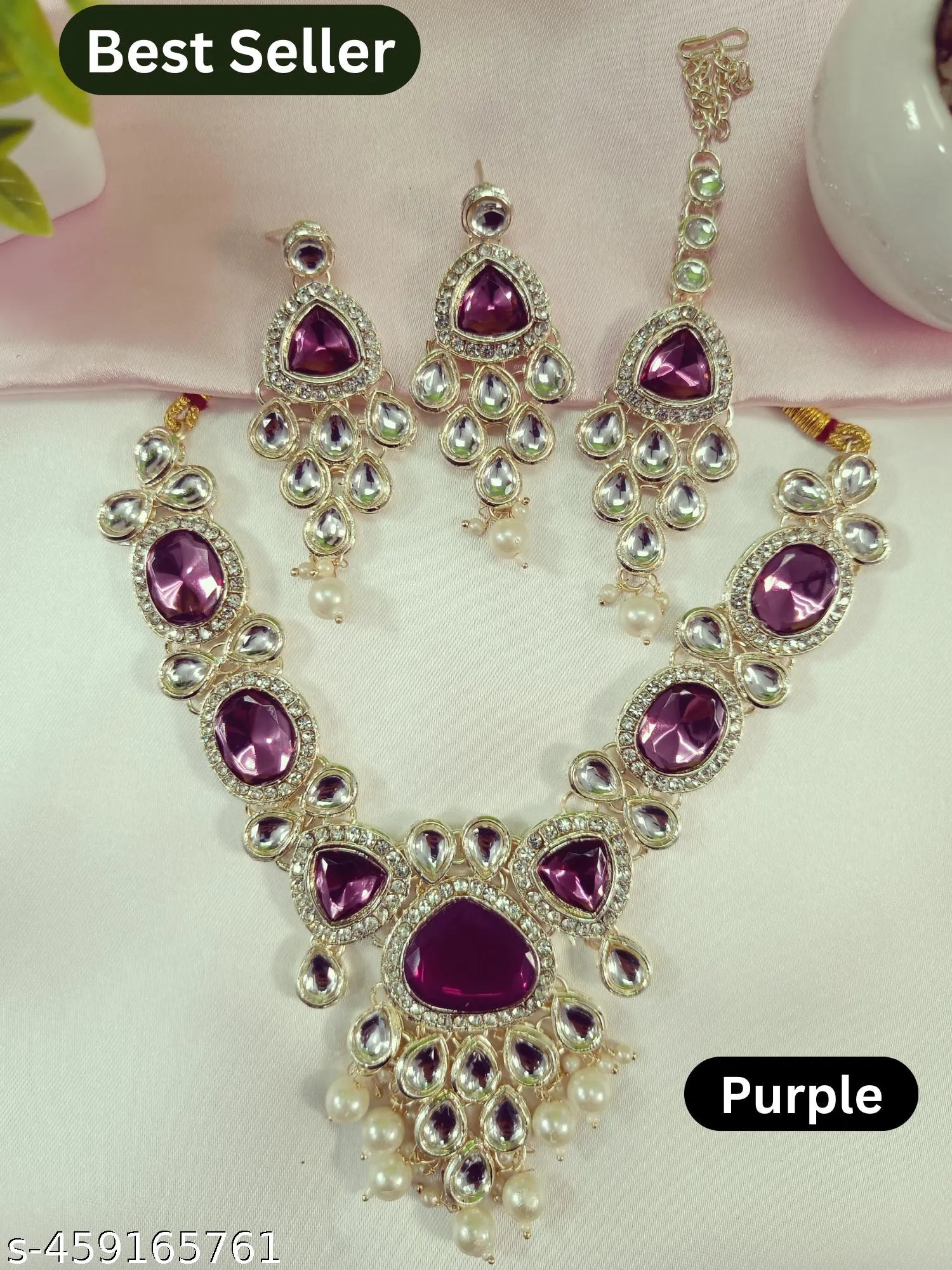 Royal Radiance Stone and Pearl Necklace Set